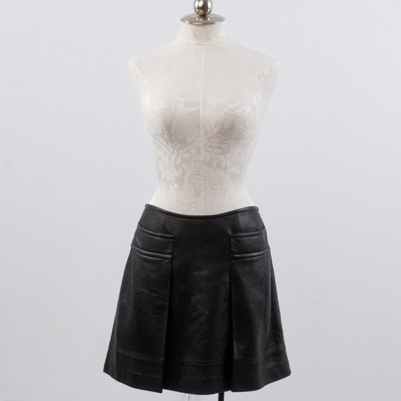Tory Burch Black Leather Skirt 6 Perforated Mini Skirt - Picture 9 of 14